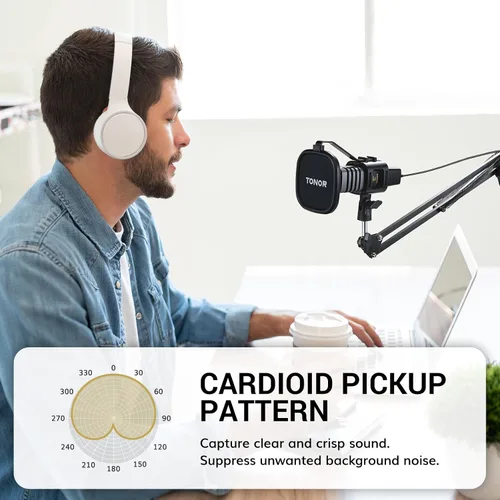 Vista 4 de TONOR TC30+ - Kit de micrófono USB, grabación de podcasts para PC, condensador cardioide, juego de micrófono para computadora, juegos, transmisión