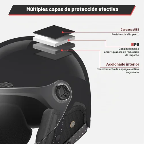 Vista 3 de Casco de motocicleta certificado DOT, estilo alemán, medio casco para bicicleta eléctrica y scooter con gafas parabrisas, casco retro genial
