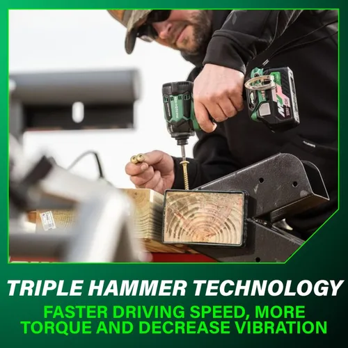 Vista 6 de Metabo HPT 36V MultiVolt™ Kit de controlador de impacto de martillo triple inalámbrico BOLT, controlador de impacto de alto torque con estuche, 2