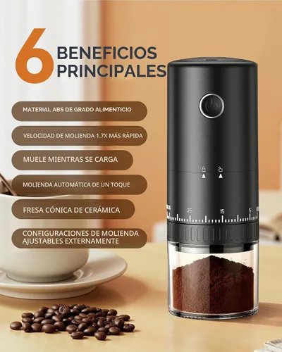 Vista 2 de CEVING Primer Molinillo de Café Recargable que Muele Mientras se Carga, Molienda 1.7X Más Rápida con 38 Configuraciones Ajustables Externas, Fresas