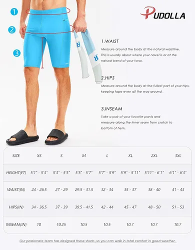 Vista 7 de Pudolla Men's Swim Jammers with Zipper Pockets Durable Athletic Swimsuit Shorts for Men Lap Swimming Training Competition