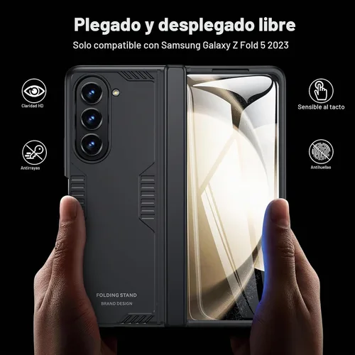 Vista 2 de Funda para Samsung Z-Fold-5: [Soporte oculto] [Carga inalámbrica] Funda delgada con protección de bisagra ligera con protector de pantalla - Funda