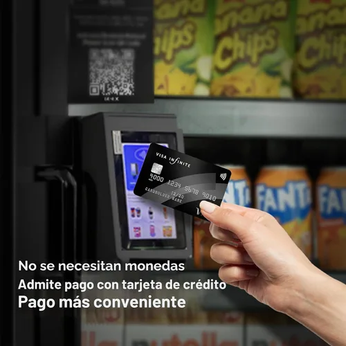 Vista 3 de Combo de máquina expendedora, máquina expendedora refrigerada inteligente con lector de tarjetas táctiles (negro, más B)