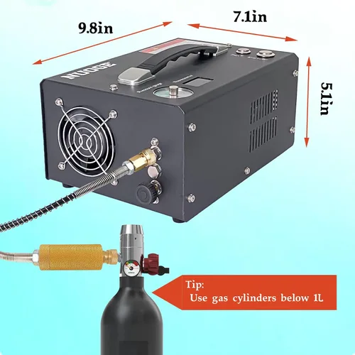 Vista 2 de Pcp Compresor de aire, 4500Psi 30Mpa Auto-Stop Powered by Car 12V DC o Home 110V AC W/Convertidor Paintball/Buceo Tanque Compresor Bomba