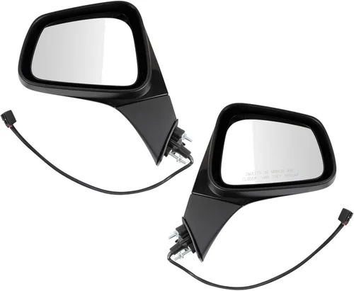 Vista 215 de TRQ Conjunto de 2 piezas de espejo lateral para conductor y pasajero, ajuste eléctrico, sin calefacción, sin memoria, color negro, compatible