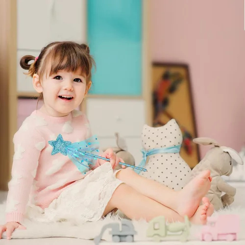 Vista 5 de PPXMEEUDC Kit de varita de princesa con purpurina 6 unidades varita mágica de estrella de hadas para disfraz de niña juego de rol cosplay fiesta
