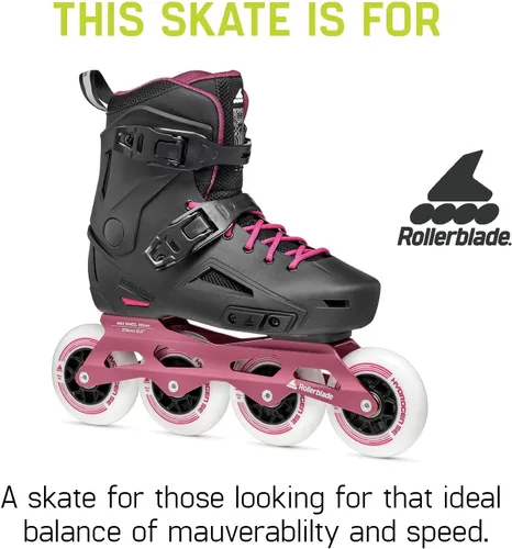 Vista 3 de Rollerblade Lightning 90 - Patín en línea urbano para mujer, negro y sangría