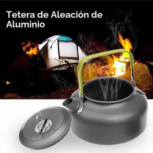 Vista 3 de Hervidor de té para acampar, cafetera de 27 fl oz/0.8 L, cafetera para campamento
