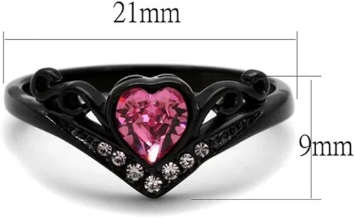 Vista 2 de Marimor Jewelry Anillo de moda de acero inoxidable con circonita rosa para mujer, talla 5-10