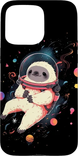 Vista 31 de Sloth Floating in Space Planets Stars Sloth Lover Case for iPhone 16
