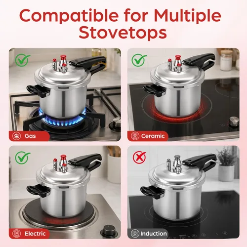 Vista 4 de INOOMP Olla a presión inferior compuesta de 2.7 cuartos de galón de aleación de aluminio para cocinas de gas e inducción con mango ergonómico