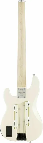 Vista 2 de Traveler Guitar TB-4P Pearl White Bass Guitarra de viaje con entrada auxiliar Bajo de 4 cuerdas con 22 trastes jumbo Bajo eléctrico portátil