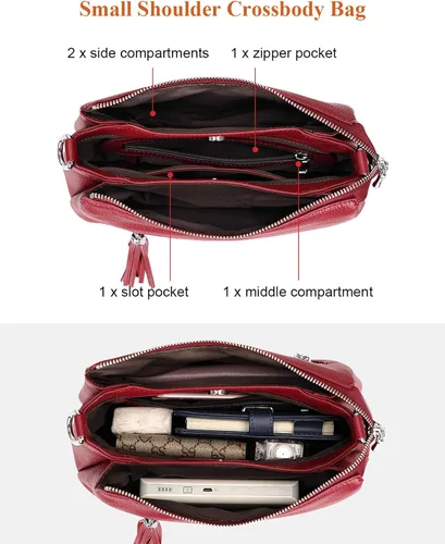 Vista 6 de Over Earth Bolsos de cuero para mujer, bolso de hombro pequeño Hobo para mujer