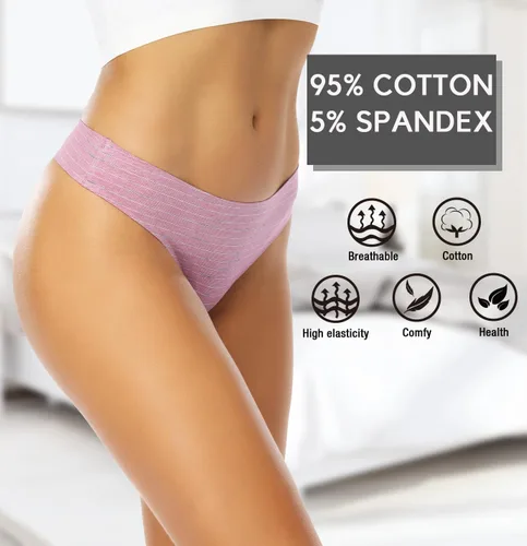 Vista 14 de Wealurre Tanga de algodón transpirable, ropa interior de tiro bajo