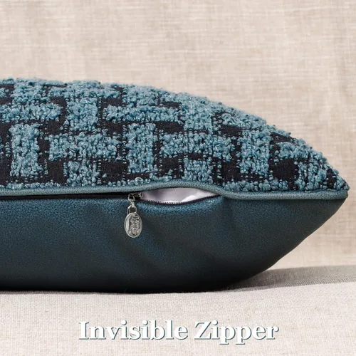 Vista 4 de Paquete de 2 fundas de almohada lumbar con textura de boucle de 12 x 20 pulgadas, fundas decorativas de piel sintética y suave para sofá, silla