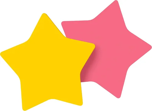 Vista 2 de Post-it Notas, forma de estrella, amarillo y rosa con patrón, 2.9 x 2.8 pulgadas, 2 blocs, 75 hojas/bloc (7350-STR) (paquete de 2)