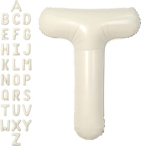 Vista 17 de SUWEN Globos de helio grandes de 102 cm (40 pulgadas) con letra S en color crema. Globos grandes de papel de aluminio con letra en helio, de A a Z.
