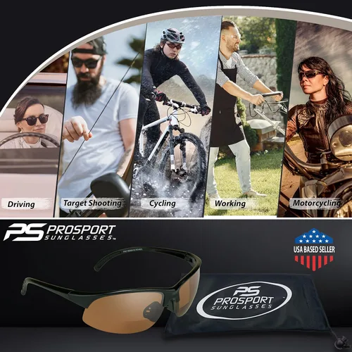 Vista 5 de proSPORT BIFOCAL - Lectores de lentes de sol tintados para hombres y mujeres, alta definición, amarillo ámbar, humo +1.50 +1.75 +2.00 +2.25 +2.50