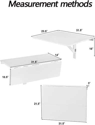 Vista 6 de Mesa plegable para montar en la pared, mesa plegable para montar en la pared, mesa plegable para espacios pequeños, mesa de montaje en pared