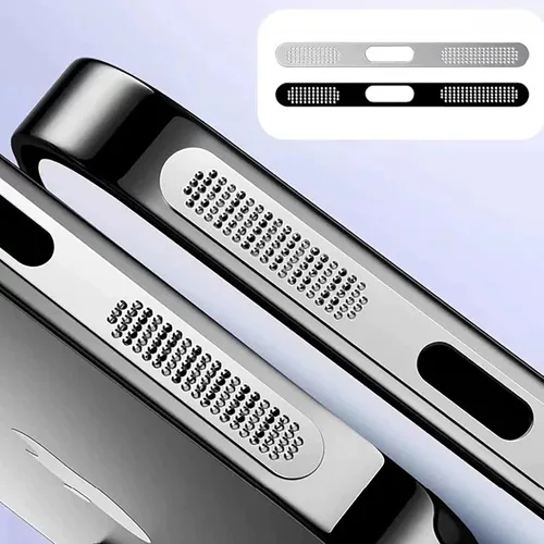 Vista 6 de para iPhone 16 Pro Max Auricular Parlante Malla Anti Polvo Adhesiva Cubierta - 5 PIEZAS / Negro