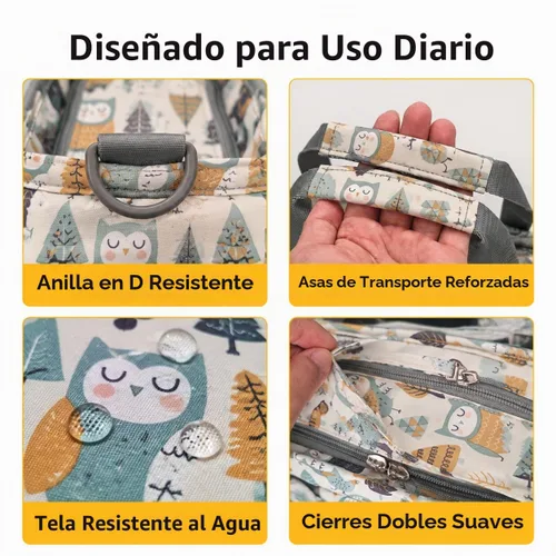 Vista 7 de Bolsa de pañales de viaje mediana para mamá y papá Cute Owl