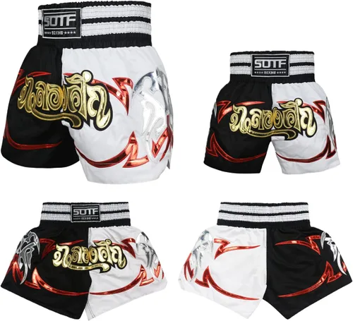 Vista 2 de Pantalones cortos de boxeo para mujer, pantalones cortos de entrenamiento de artes marciales mixtas para hombres, BJJ Muay Thai, pantalones cortos