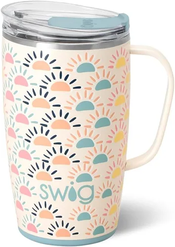 Vista 31 de Swig Life Taza de Viaje de 18 oz, Vaso Aislante con Asa y Tapa, Taza de Café de Viaje, Compatible con Portavasos, Acero Inoxidable, Vaso de 18 oz