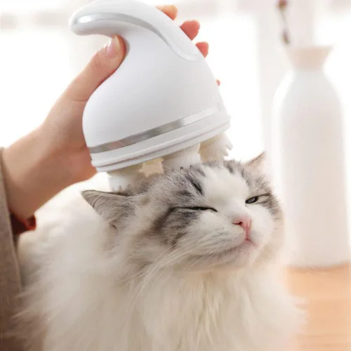 Vista 8 de Petlex Masajeador eléctrico del cuero cabelludo para gatos, masajeador portátil de cabeza de mascotas, masajeador giratorio automático para el Azul