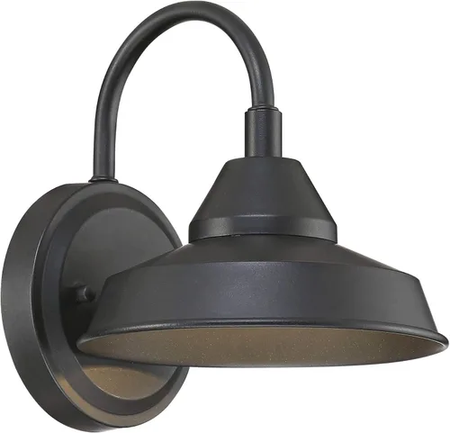 Vista 2 de John Timberland Westley - Lámpara rústica de estilo granero para exteriores, brazo de cuello de cisne LED negro, 8 1/2 pulgadas, para terraza