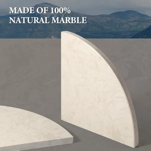Vista 5 de Koville Estante esquinero de mármol natural italiano, 2 unidades de estantes de esquina de mármol montado en la pared, organizador de esquina