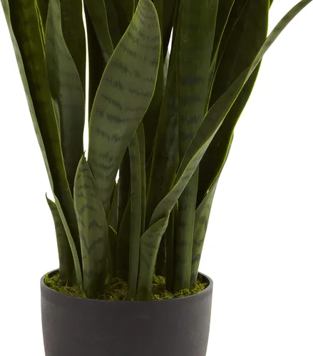 Vista 7 de Nearly Natural, Green 4855 35 pulgadas. Sansevieria con maceta negra