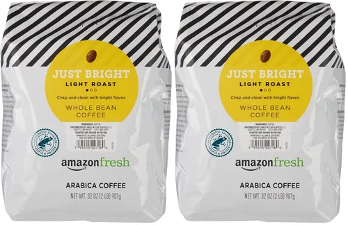Vista 15 de Amazon Fresh, Just Bright - Café en grano entero tostado ligero, 32 onzas
