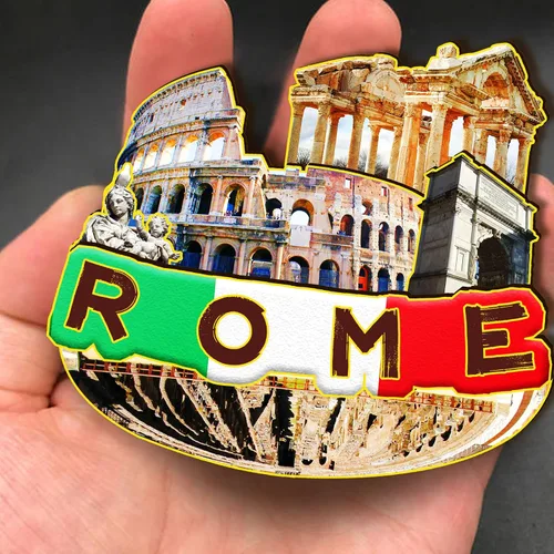 Vista 4 de Imán de madera de Italia Roma 3D para nevera, recuerdos coleccionables, decoración hecha a mano, artesanías 2