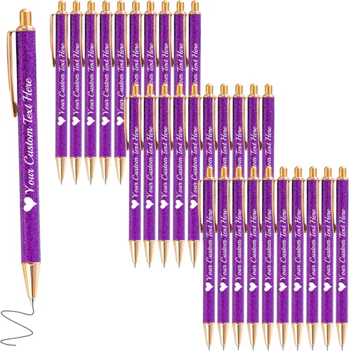 Vista 96 de Bolígrafos de purpurina personalizados con nombre impreso, bolígrafo personalizado con barril de metal, retráctil, bonito y elegante, regalos