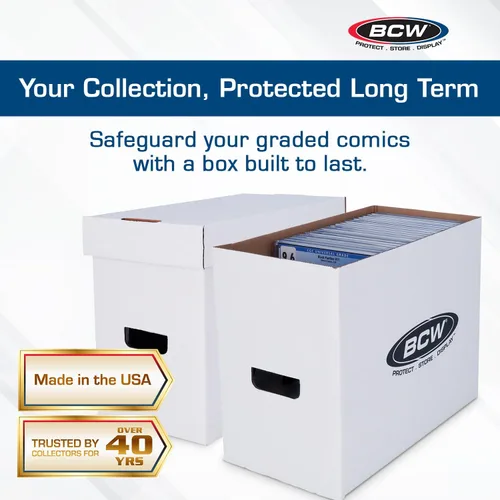 Vista 2 de BCW Graded Comic Book Storage Box, 2 Pack Durable White Corrugated Paper, Fits CGC Comics, Holds 35-40 Graded Comic Books, Double Thickness