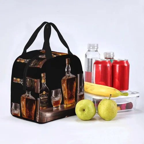 Vista 8 de Whisky cerveza imágenes impresión bolsa de almuerzo portátil aislado reutilizable bolsa de almuerzo caja de almuerzo para el trabajo camping viaje