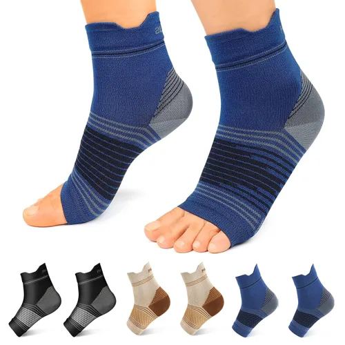 Vista 8 de Calcetines para fascitis plantar (6 pares) para hombres y mujeres, mangas de compresión para pies con soporte de arco y tobillo