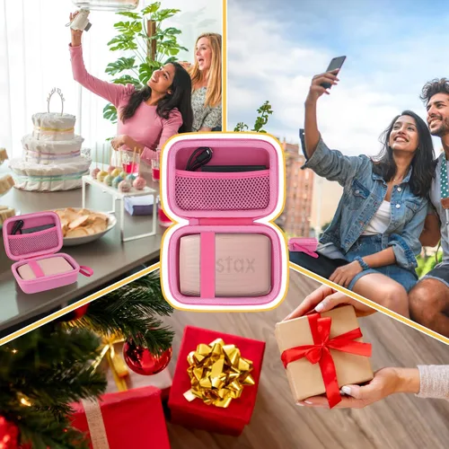 Vista 8 de co2CREA - Carcasa rígida para impresora Fujifilm Instax Mini Link 3, 2 y 1, color rosa Almacenamiento portátil, espacio para cable de carga