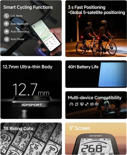 Vista 2 de iGPSPORT BSC100MAX GPS Bike Computer, 3 '' Pantalla Auto Start/Stop Custom Data 40H Impermeable Bicicletas Computadora Inalámbrica