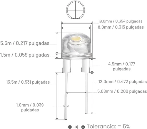 Vista 3 de CHANZON 50 unids 0.315 in blanco LED diodo luces (sombrero de paja transparente transparente DC 3V 250mA) iluminación brillante bombillas lámparas