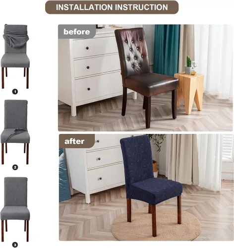 Vista 26 de Fundas impermeables para sillas de comedor, fundas elásticas para sillas Parsons, para comedor, cocina, funda protectora para silla de comedor