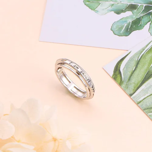 Vista 3 de Anillo giratorio de plata de ley S925 para aliviar la ansiedad y la preocupación, anillo inspirador para aliviar el aburrimiento y el autismo