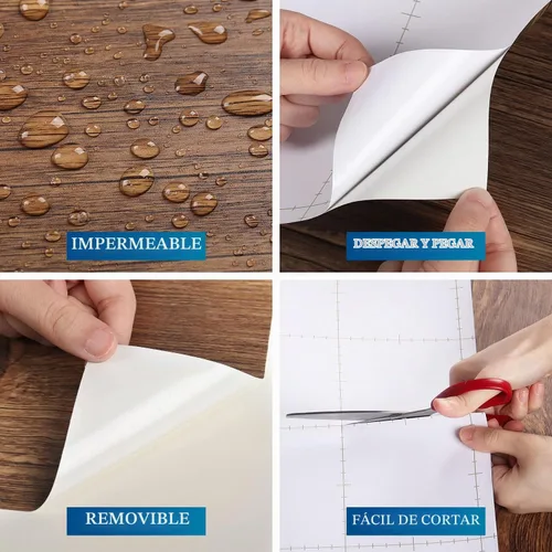 Vista 4 de FunStick Papel adhesivo de madera marrón grueso, para despegar y pegar, autoadhesivo, papel tapiz de madera rústica, extraíble, aspecto de madera