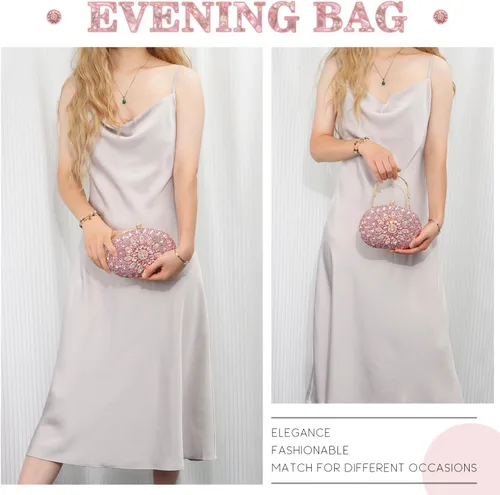Vista 6 de Bolso de mano de noche con diamantes de imitación para mujer, bolsa de mano con diamantes brillantes y brillantes, bolsa de fiesta de boda de cristal