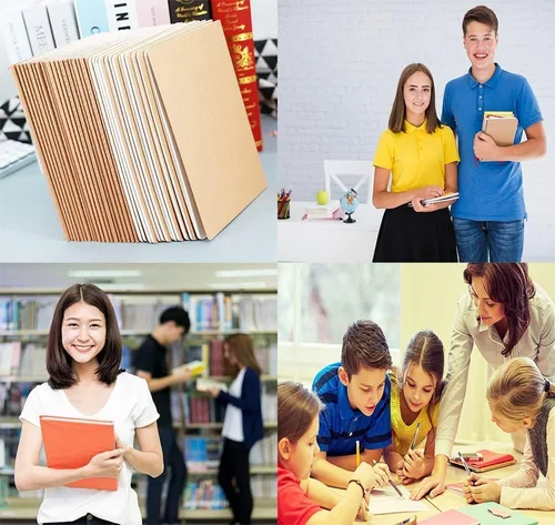 Vista 6 de Paquete de 24 cuadernos de papel kraft para viajeros, estudiantes y oficina, cuaderno de escritura con papel grueso, 60 páginas, 30 hojas, 8.3 x 5.5