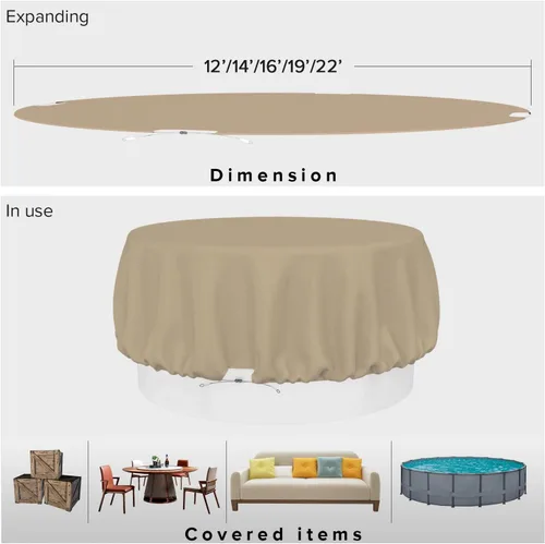 Vista 59 de Fundas para muebles de patio, impermeables, resistentes a los rayos UV, resistentes a los rayos UV, para exteriores, mesa redonda y rectangular