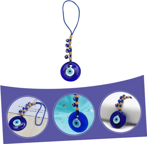 Vista 7 de 3pcs Devil's Eye Pendant Evil Eye Charm Blue Turkish Evil Eye Wall Hanging car Key Chain Light House Decorations for Home Key Accessory Devil Eye