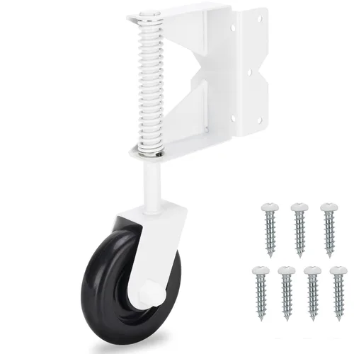Vista 11 de Rueda de puerta de madera resistente – Kit de ruedas giratorias de 360 grados para exteriores o puerta rodante, 4-1/2 pulgadas, capacidad de 220