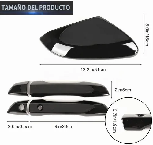 Vista 3 de Cubierta de espejo lateral + Kit de cubiertas para manija de puerta Compatible con Honda Civic 10ª generación 2016 2017 2018 2019 2020 2021 (Negro)
