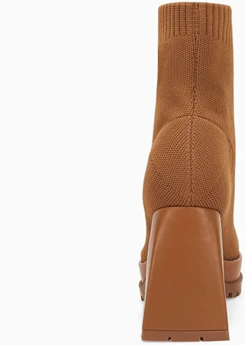 Vista 6 de Botines de plataforma para mujer, con punta cuadrada, tacón grueso, de bloque elástico, de punto sin cordones